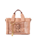 Small Summer Banana east-west tote bag with strap in raffia