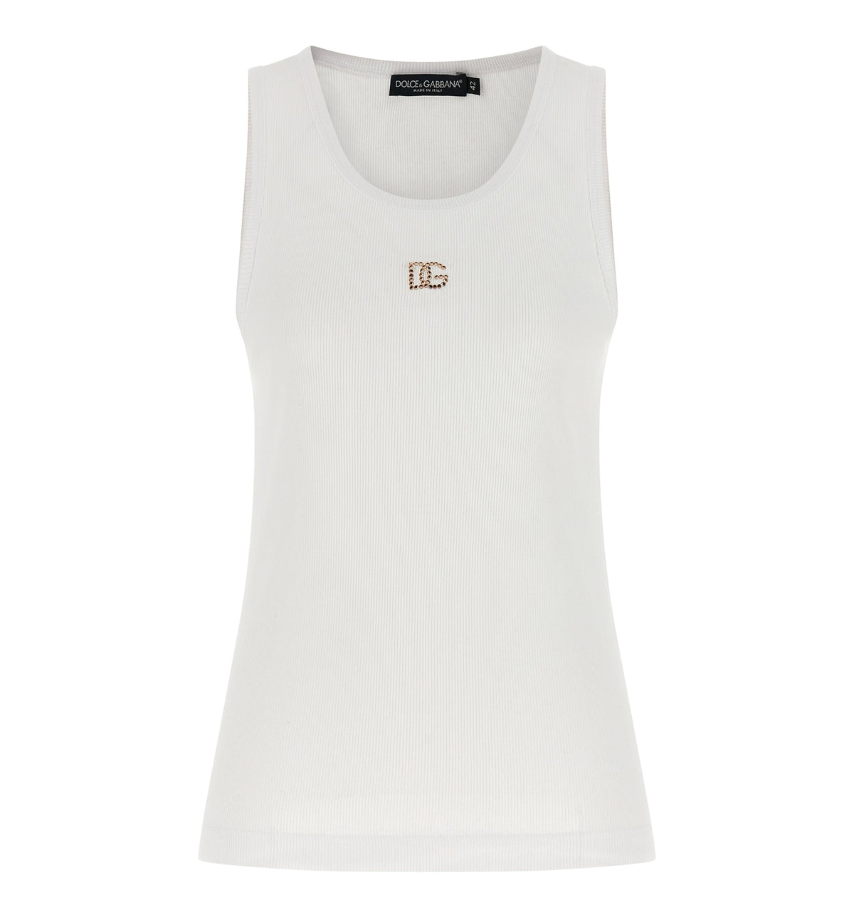 Ribbed Tank Top With DG Embroidery And Rhinestones
