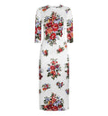 Flower Bouquet-print Satin Sheath Dress