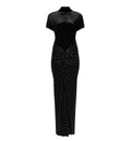Draped Strass Velvet Jersey Dress