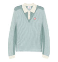 Green Ribbed-Knit Logo-Patch Polo Shirt