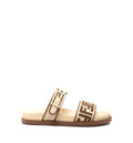 Fendi Raffia Ff Logo Double Strap Sandals