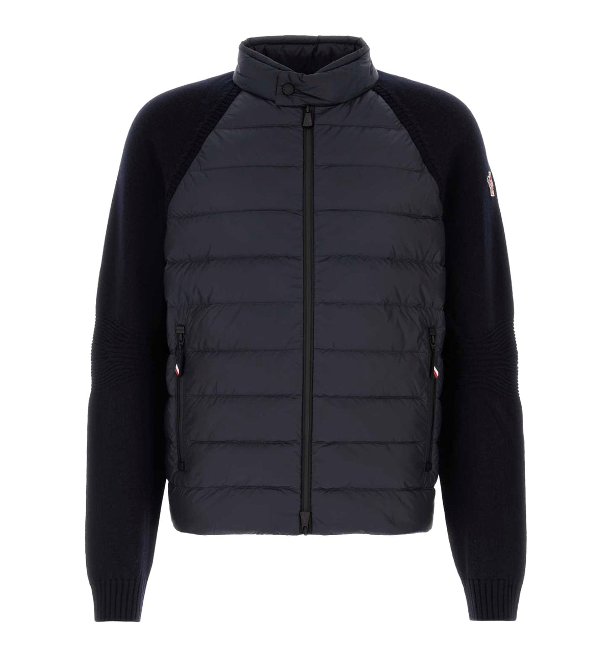 Wool Blend Padded Zip-Up Cardigan