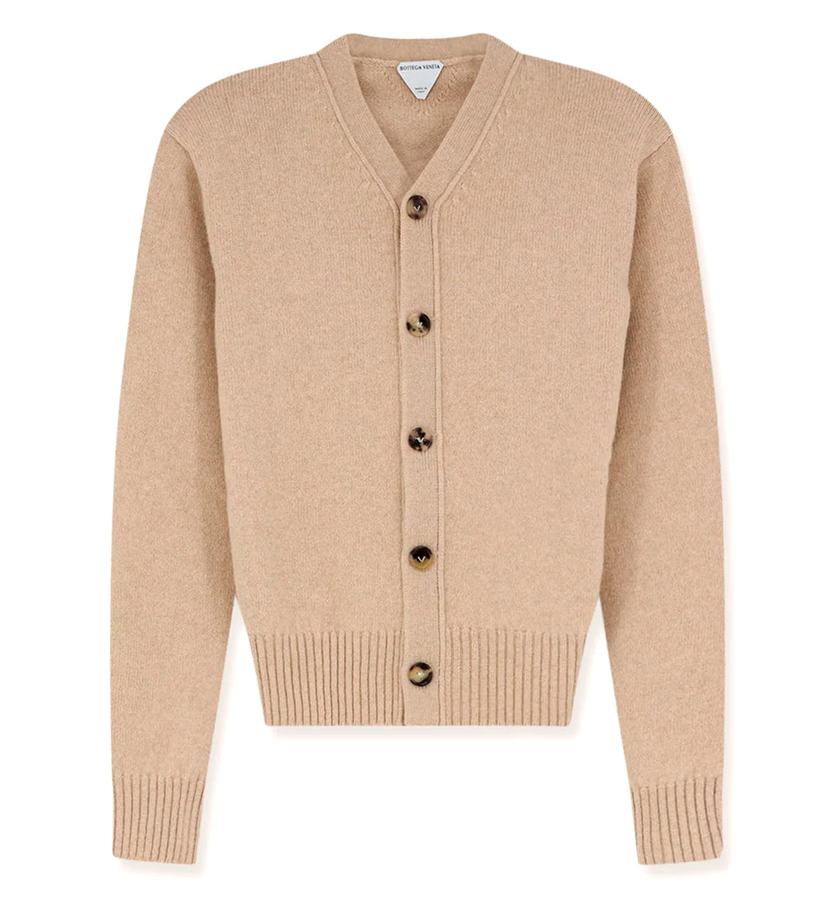 Cashmere blend cardigan with Intrecciato logo patch