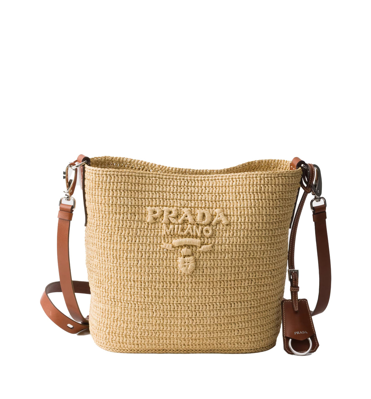 Small crochet and leather bucket bag