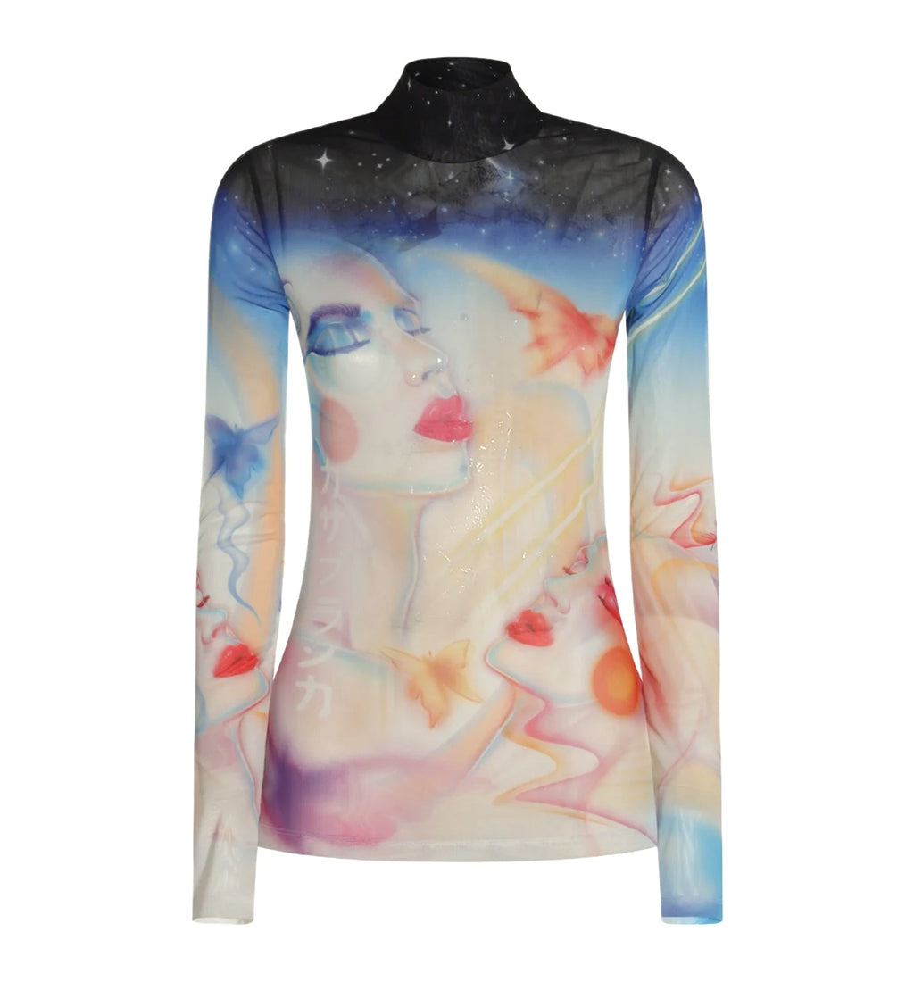 Graphic-Print Long-Sleeve Top