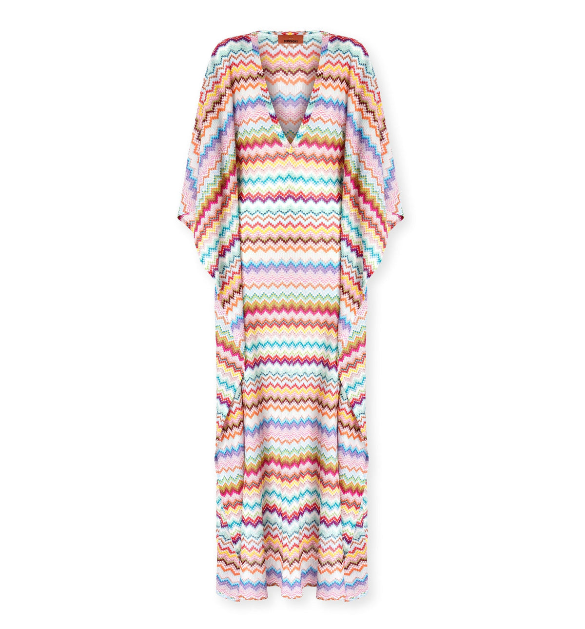 Long Caftan Cover-Up With Micro Pixel-Effect Zigzag Pattern