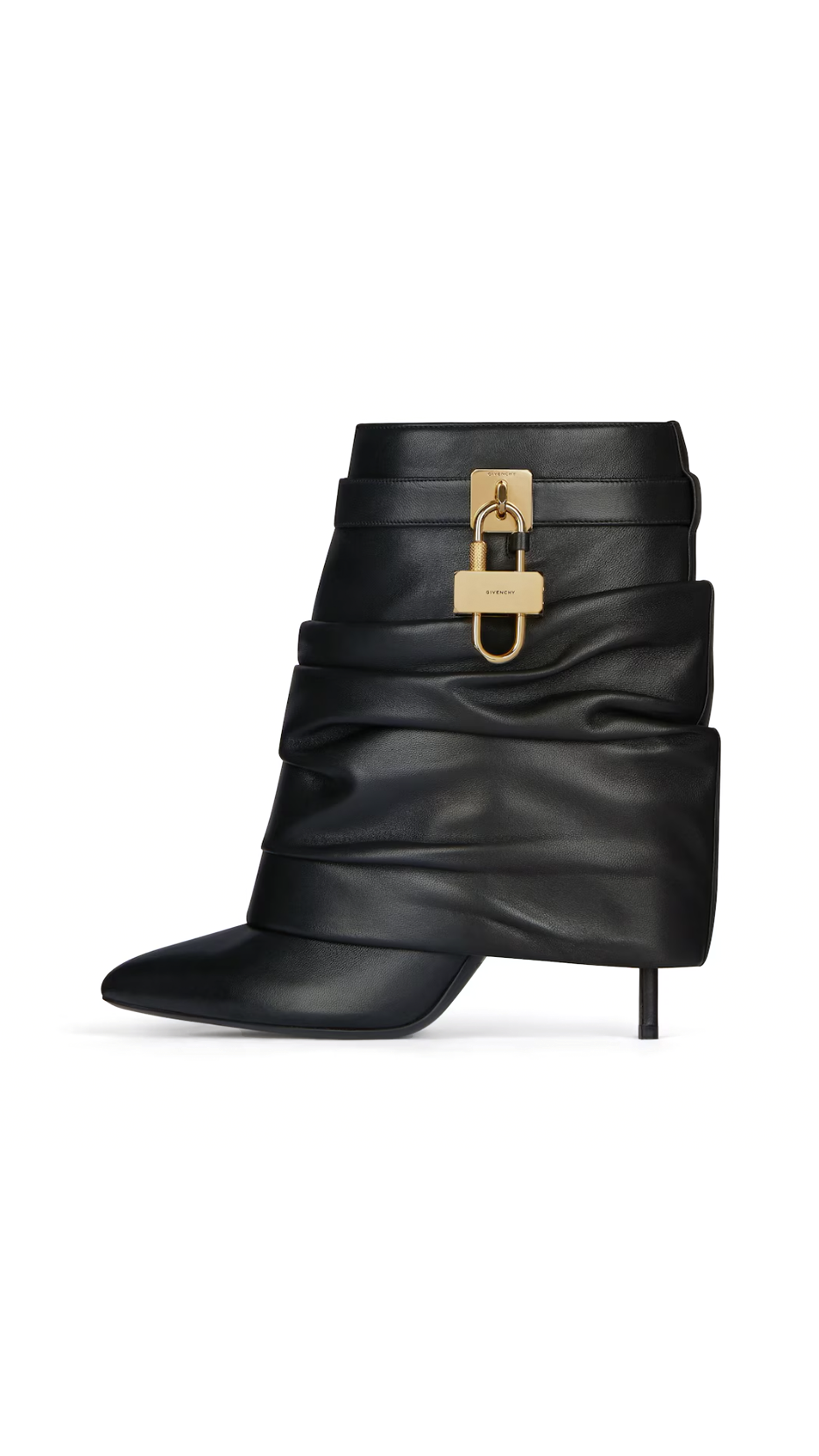 Shark Lock Stiletto Ankle Boots in Nappa Leather - Black