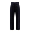 Jeans with leather patch with embossed Intrecciato motif