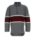 Oversized Two-Tone Striped Cotton Long-Sleeve Polo