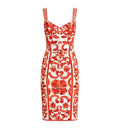 Majolica-Print Charmeuse Short Dress