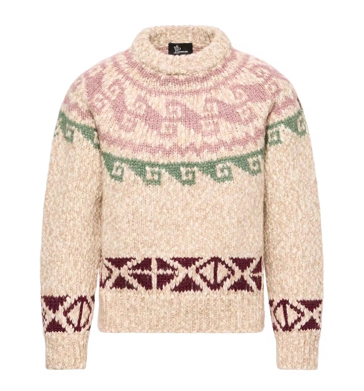 Geometric Jacquard Wool Blend Sweater