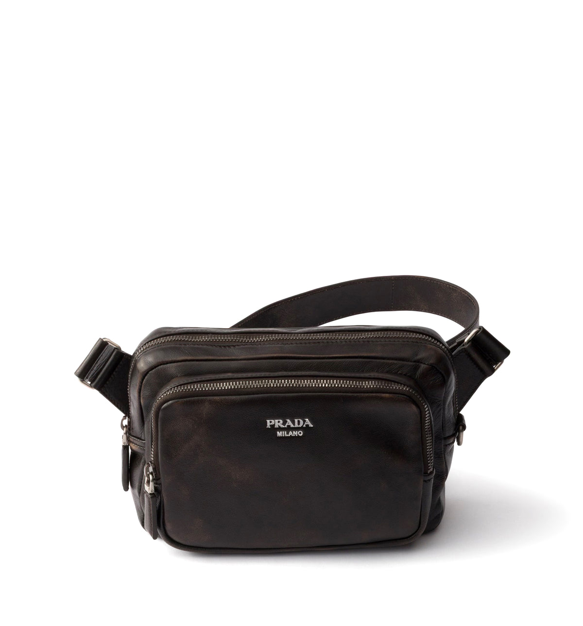 Distressed nappa leather shoulder bag