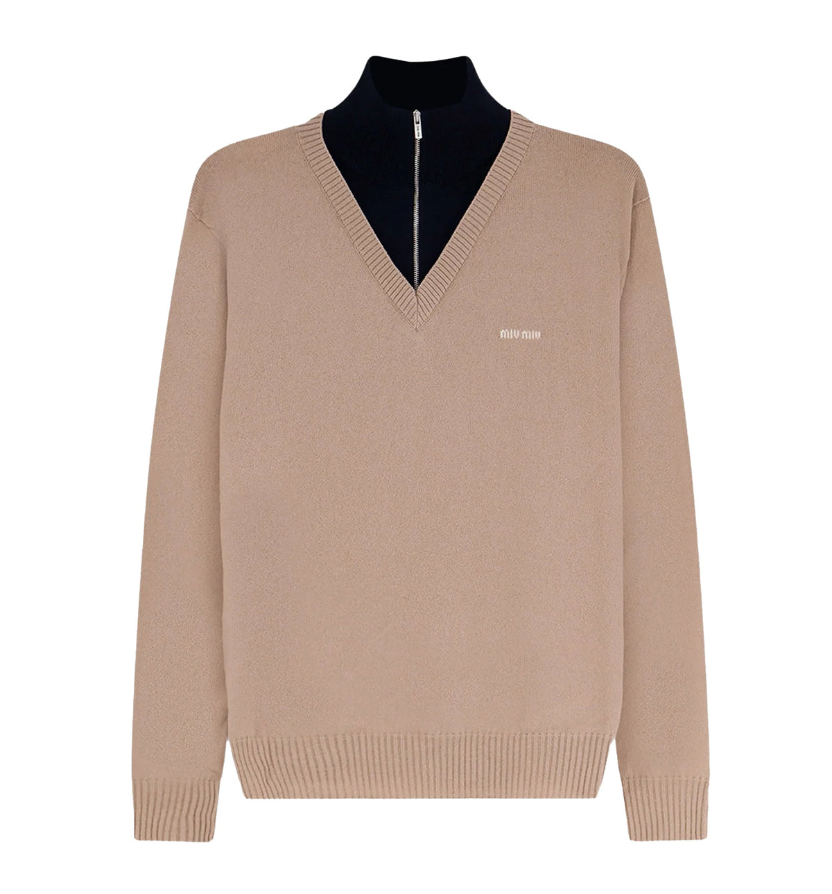 Cashmere sweater with logo inlay