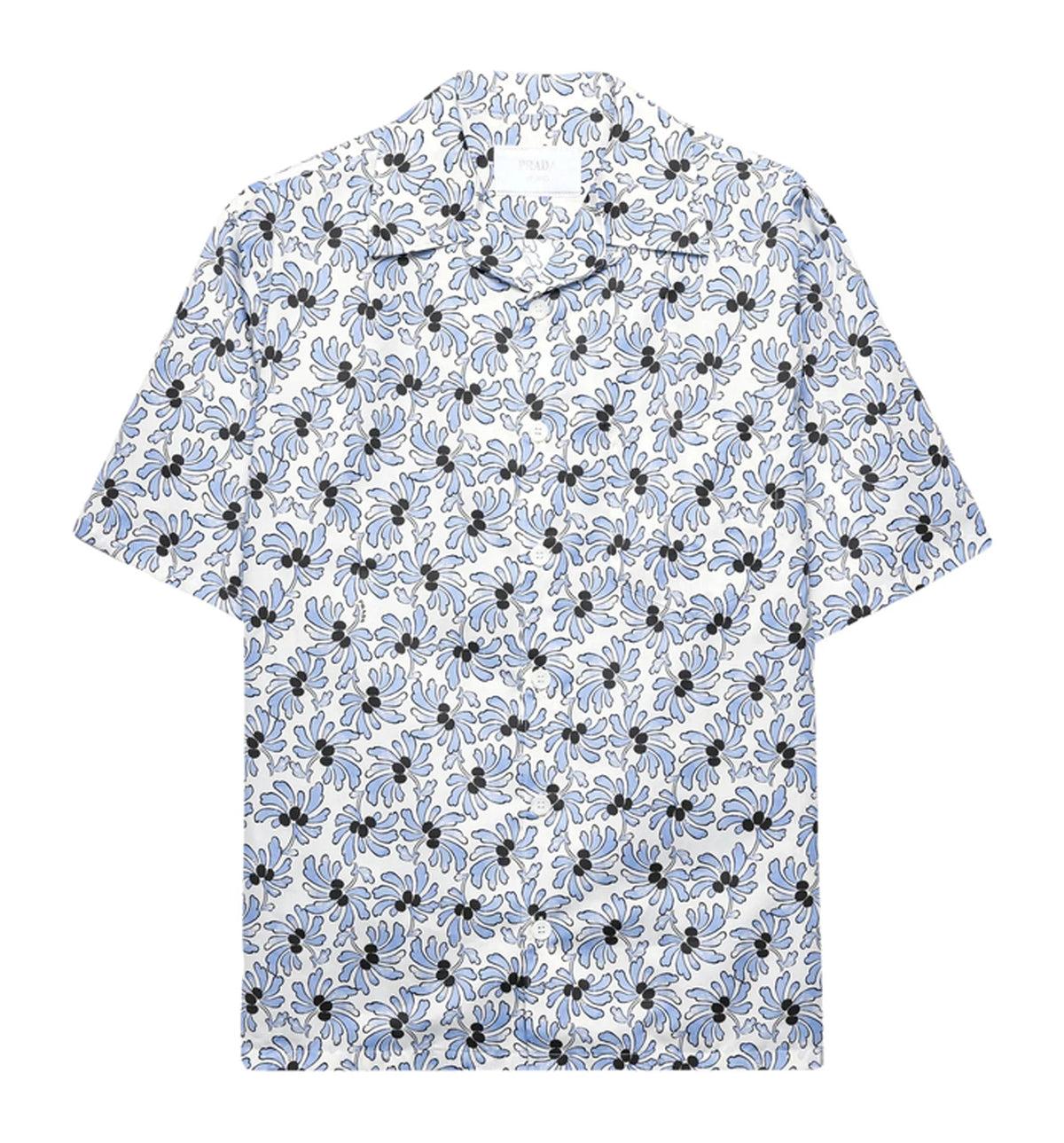 Printed cotton blend bowling shirt