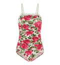 Rose-print ruched bodysuit