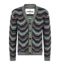 Wool-blend check cardigan with side pockets