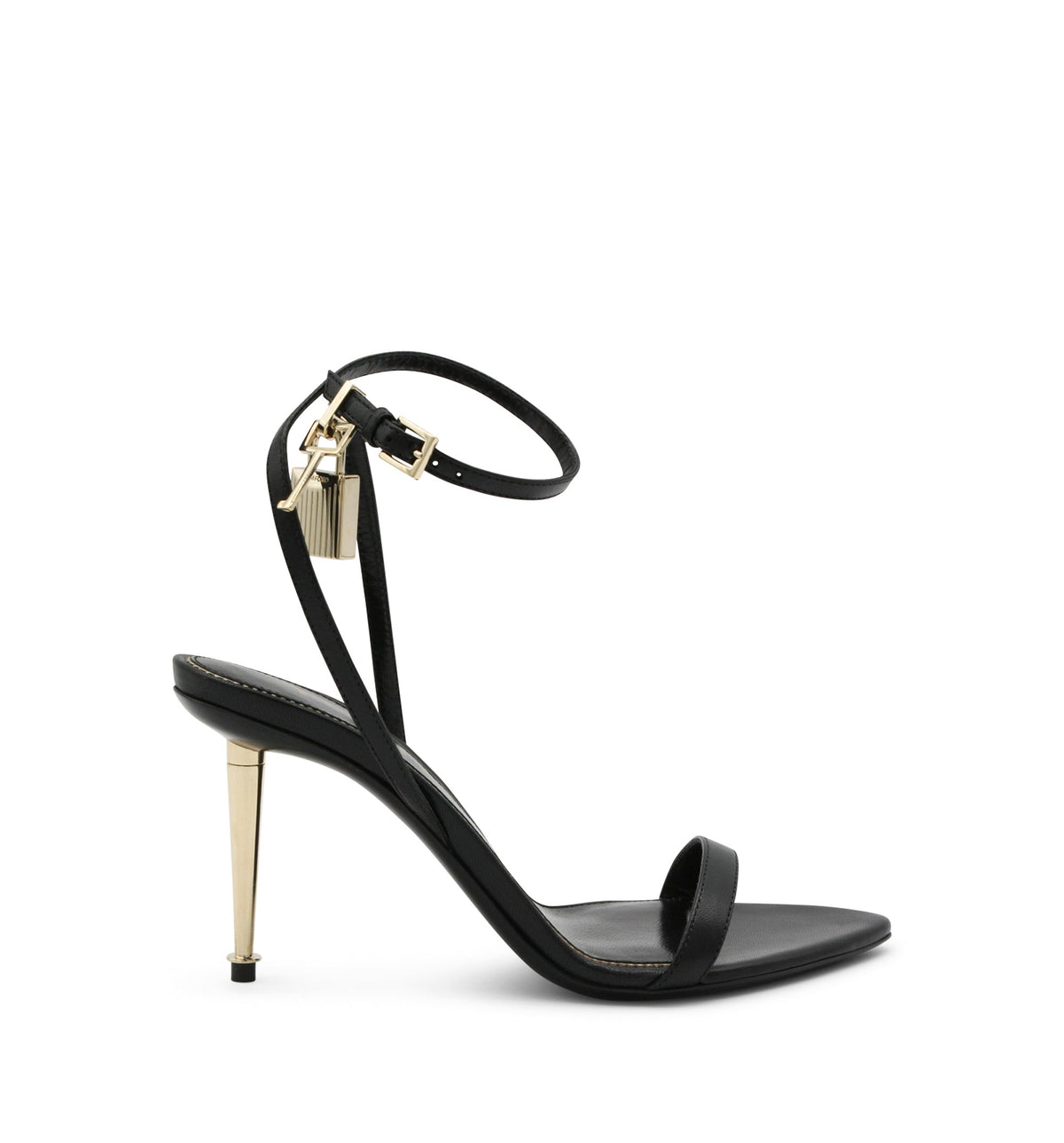 Shiny Leather Padlock Pointy Naked Sandal 85mm