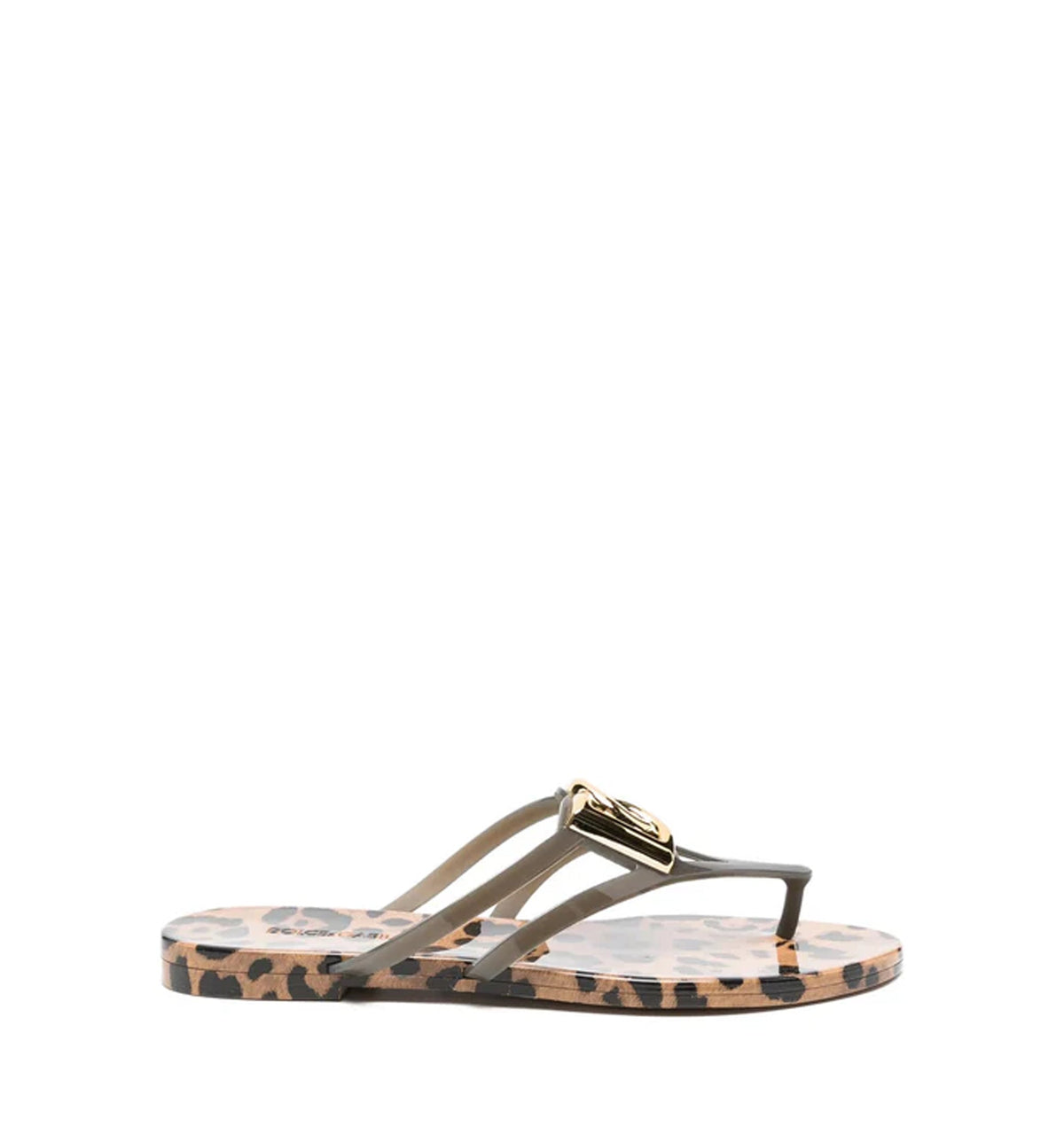 Rubber Beachwear Slides With Logo And Leo Print