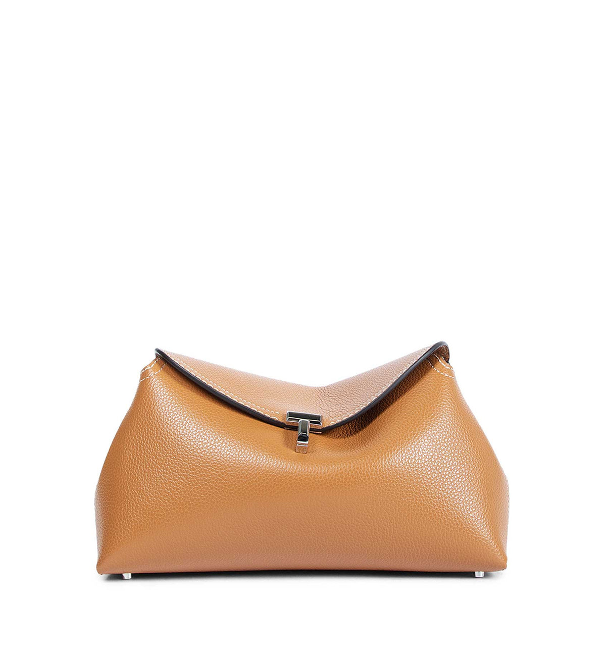 Black Leather T-Lock Clutch