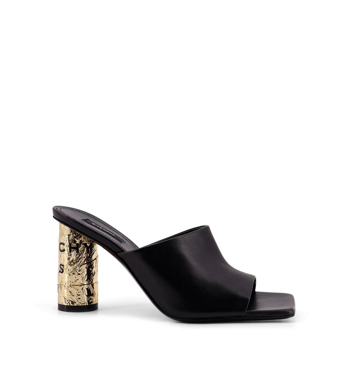 Tape Heeled Mules In Leather
