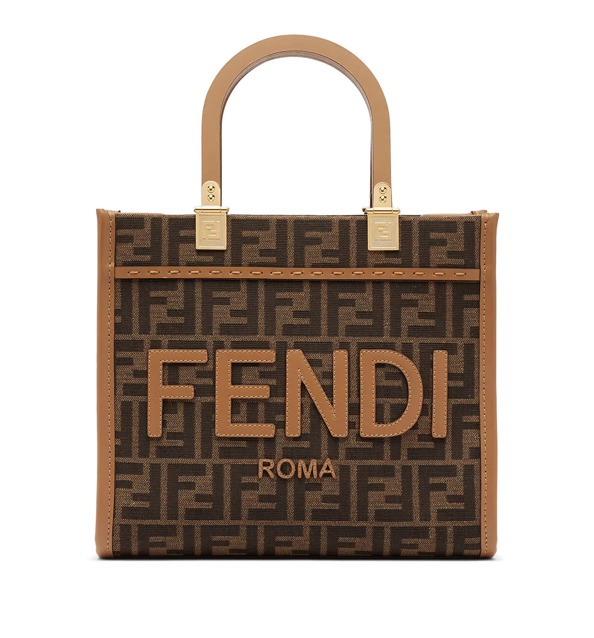 Sunshine Small Brown FF Jacquard Fabric Bag