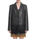 Single-breasted double wool and shearling jacket