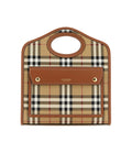 Check And Leather Mini Pocket Bag