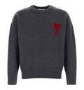Wool Crewneck Sweater With Contrasted Ami De Coeur