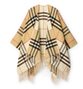 Contrast Check Cashmere Wool Cape
