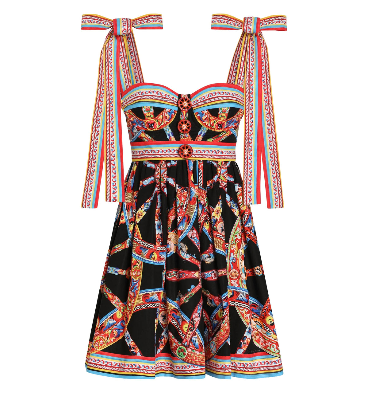Carretto-Print Poplin Dress