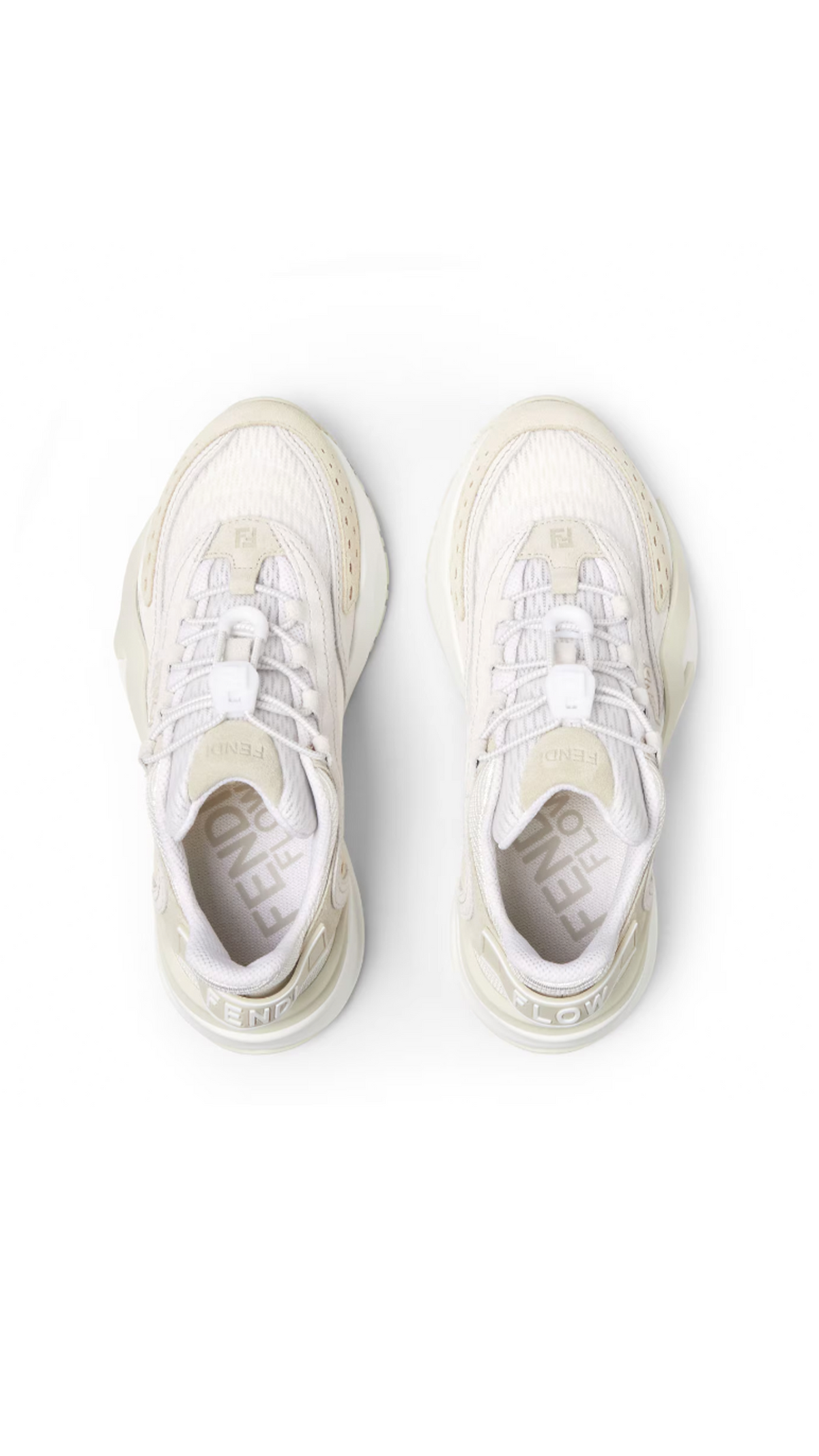 Fendi Flow Mesh and Suede Sneakers - White