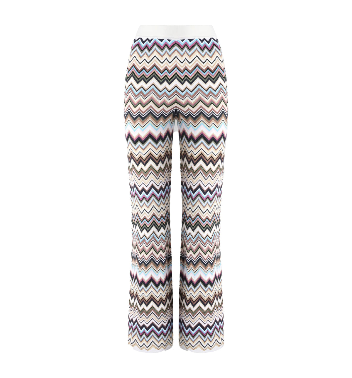 Straight-leg viscose and wool chevron trousers