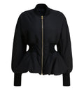 Nylon Peplum Bomber