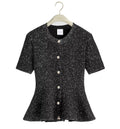 Short-Sleeved Peplum Cardigan