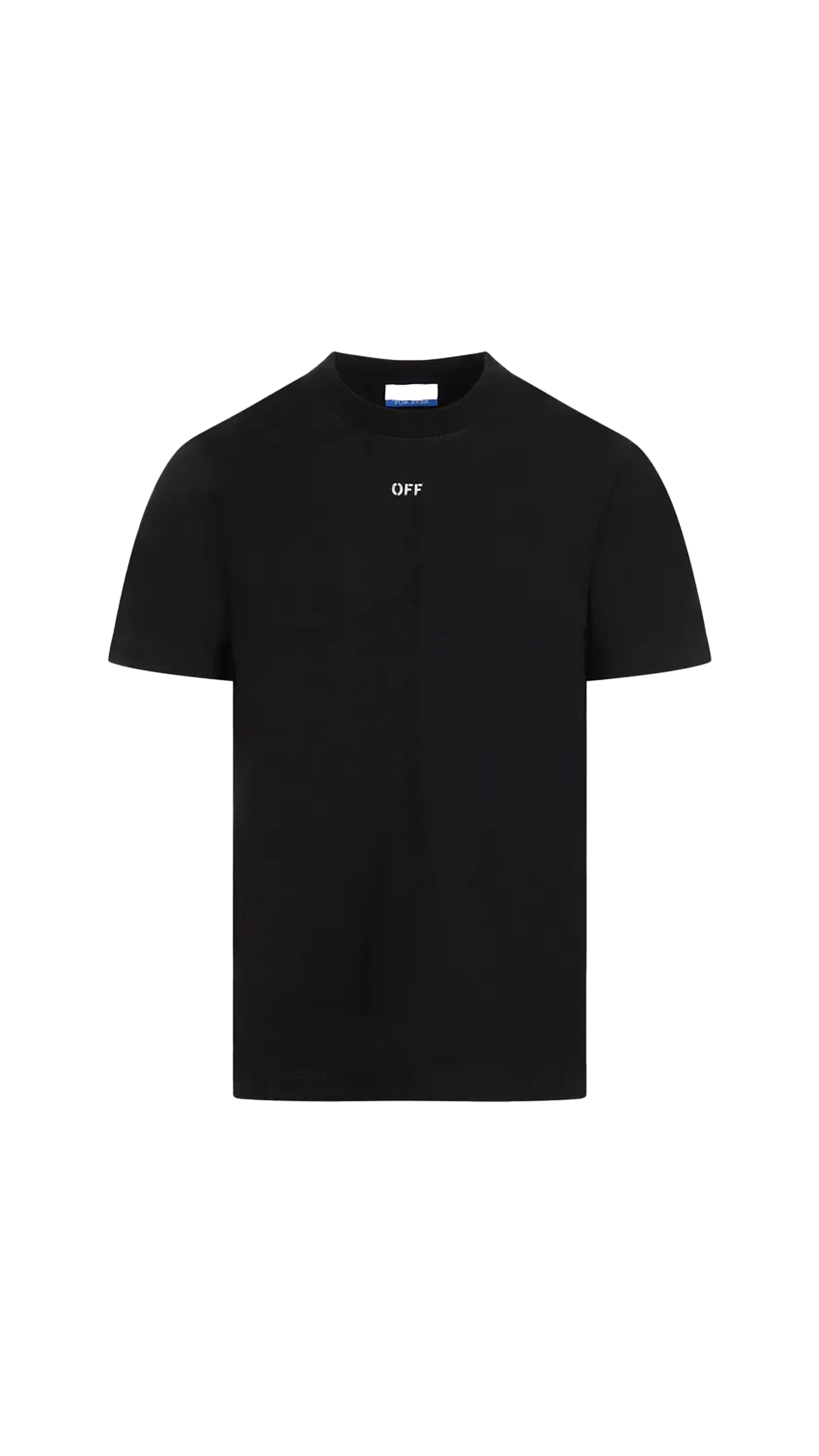 Cotton Jersey Texture Crew Neck - Black