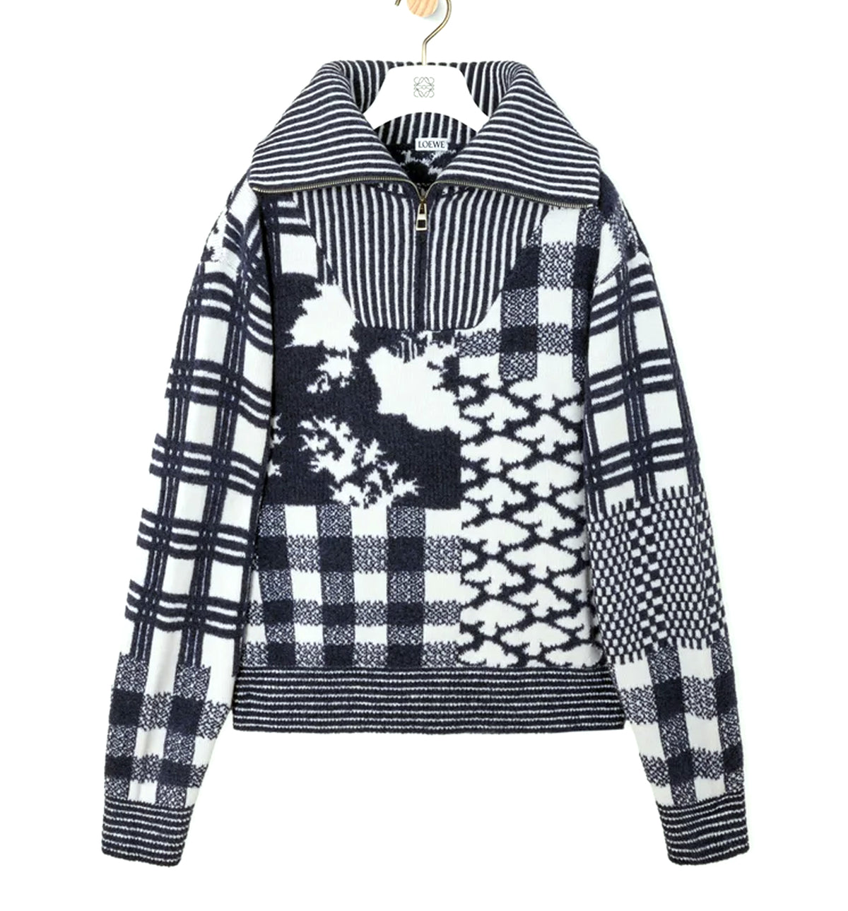 Zip-up sweater in wool
