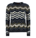 Zigzag-knit wool-blend crew-neck jumper