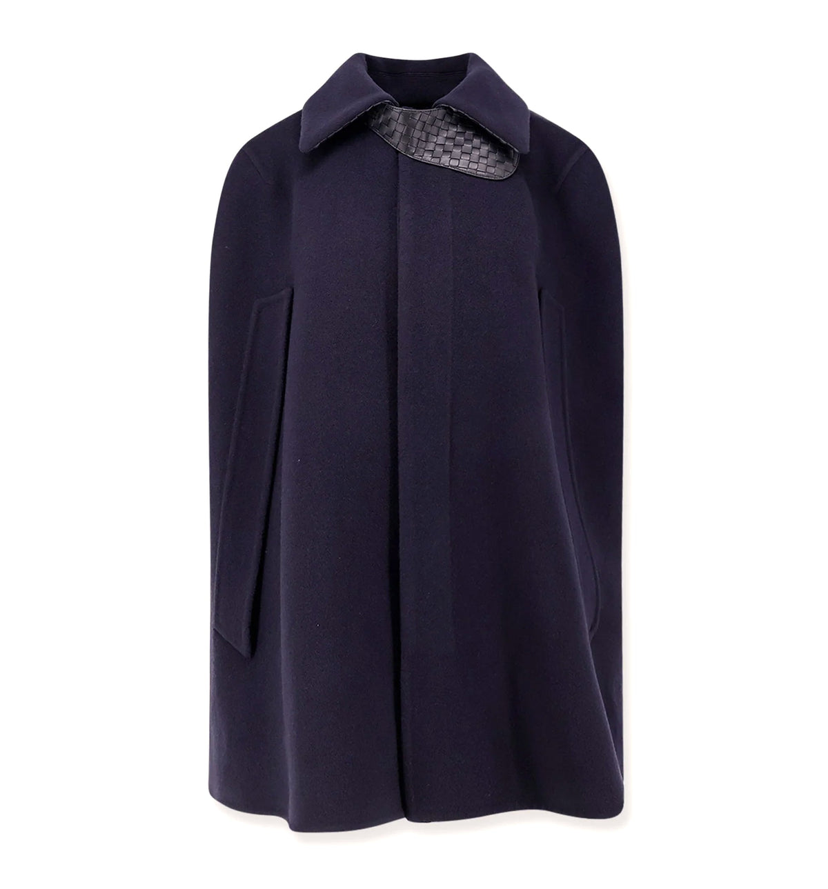 Wool and cashmere cape with Intrecciato leather detail