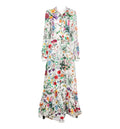 Printed Silk Twill Long Dress