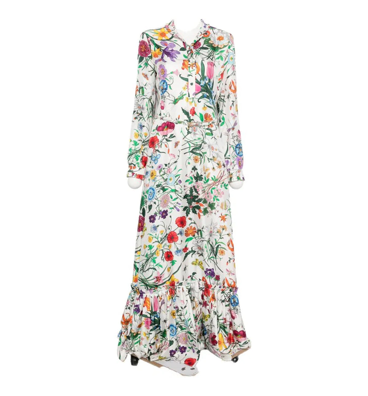 Printed Silk Twill Long Dress