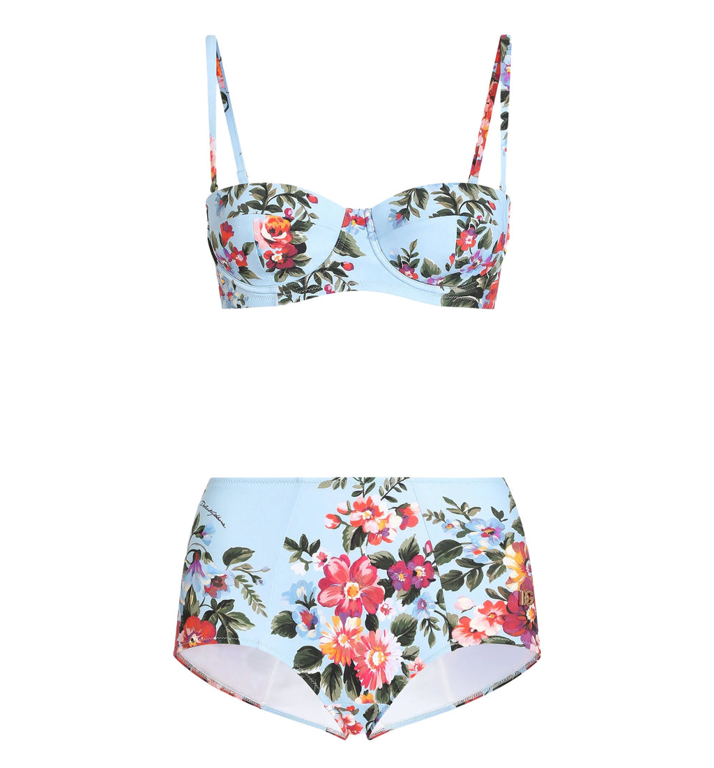 Flower Bouquet-Print Balconette Bikini