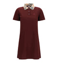 Check Collar Cotton Polo Shirt Dress