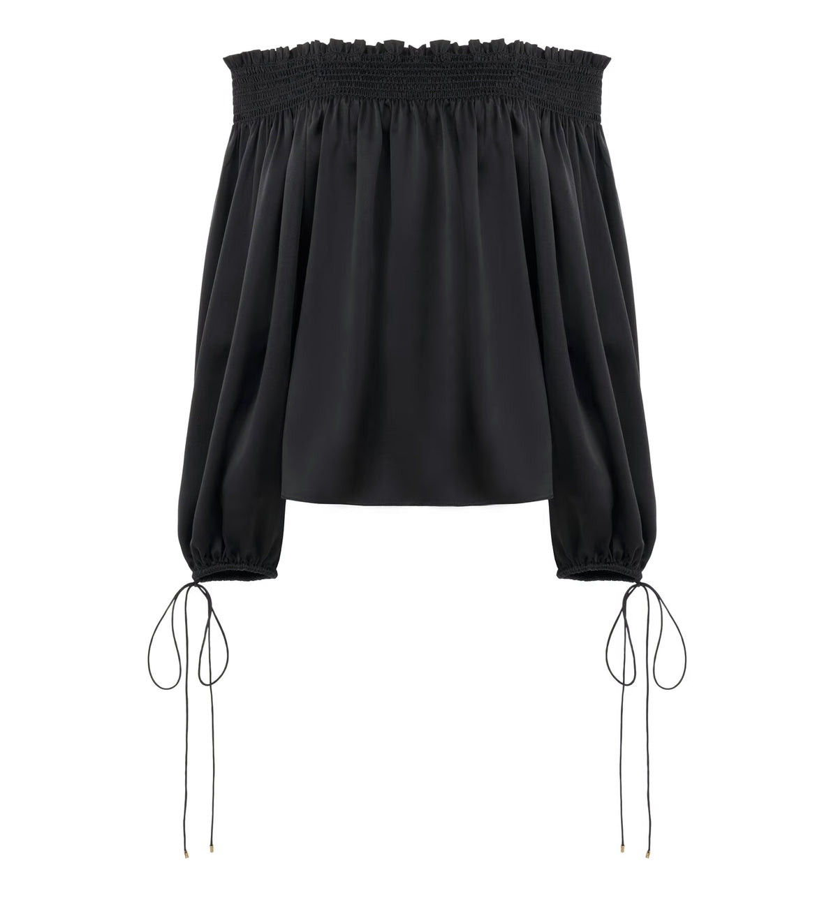 Off-the-shoulder top in washed silk satin
