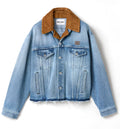 Washed denim and suede blouson jacket