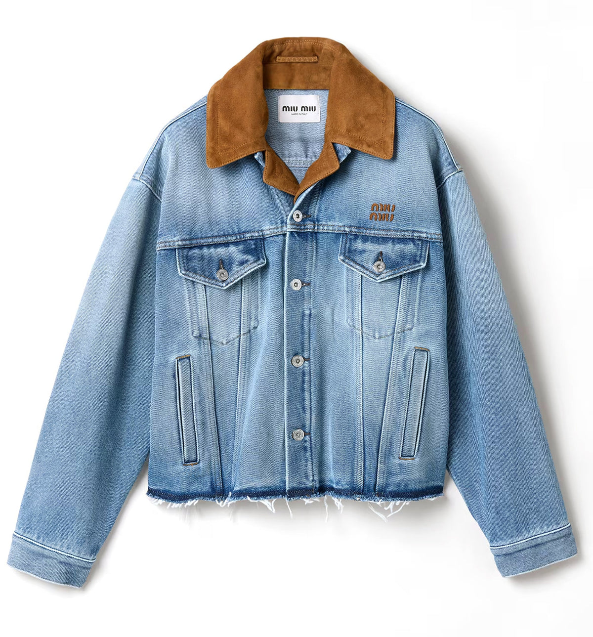 Washed denim and suede blouson jacket