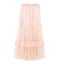 Ruffled long skirt in silk mousseline