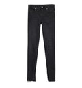 Washed cotton denim skinny pants in black