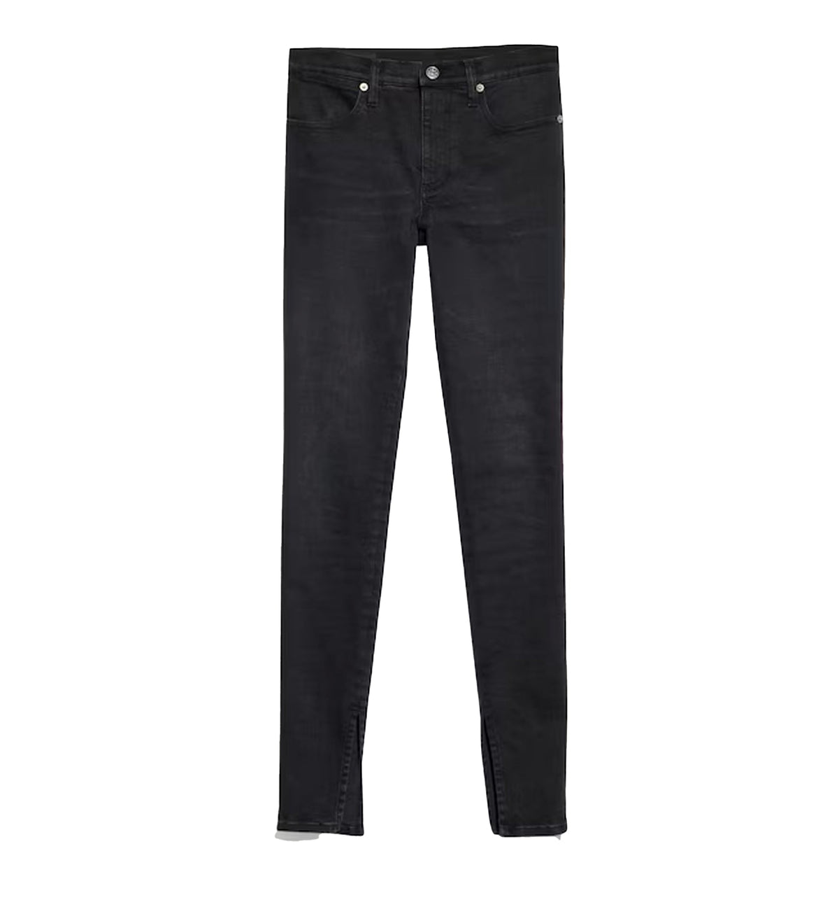 Washed cotton denim skinny pants in black