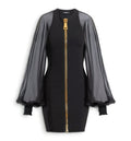Short jersey and muslin dress